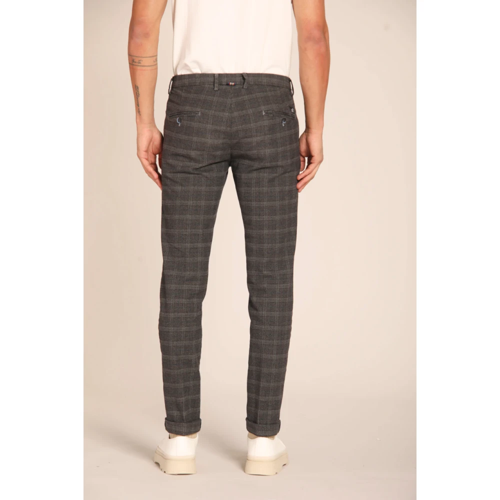 Mason's Slim Fit Glen Check Chino Broek Gray Heren