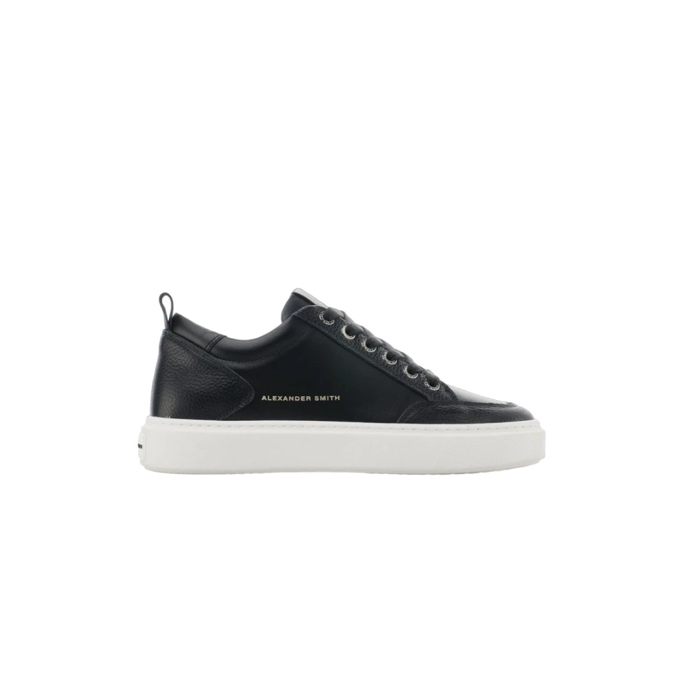 Alexander Smith Zwarte Leren Sneaker Black Heren