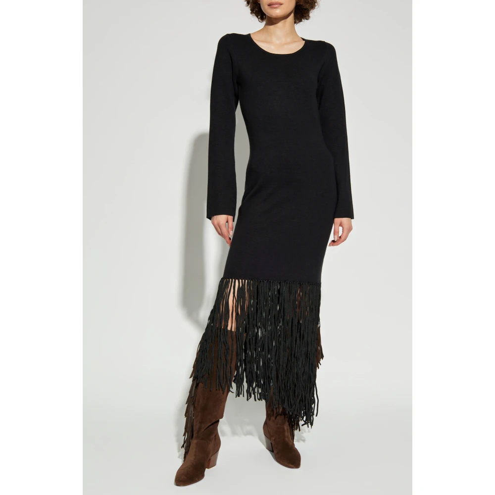 Munthe Jurk met franjes Black Dames