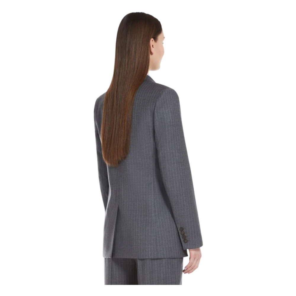 Max Mara Studio Grijze Wollen Flanellen Blazer Gray Dames