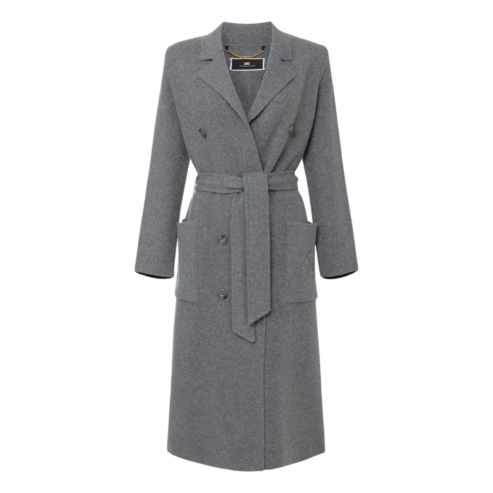 Elisabetta Franchi Stijlvolle wollen jas voor vrouwen Gray Dames