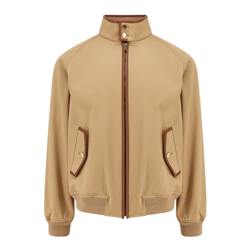 Valentino Katoenen jas met leren details Beige Heren