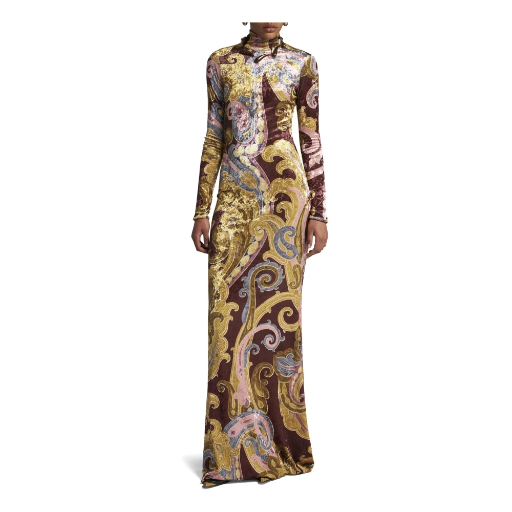 ETRO Bordeaux Paisley Jurk Aw24 Multicolor Dames