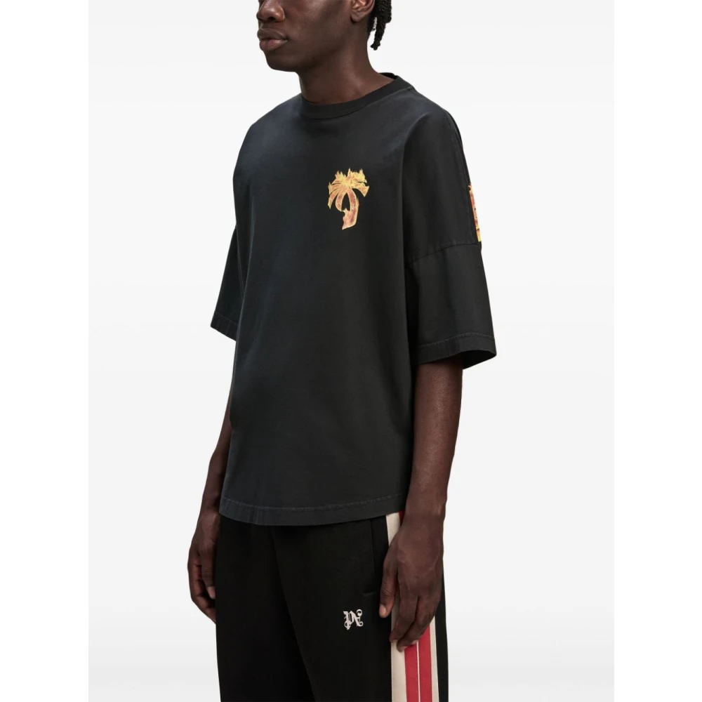 Palm Angels Zwarte T-shirts Polos voor mannen Black Heren