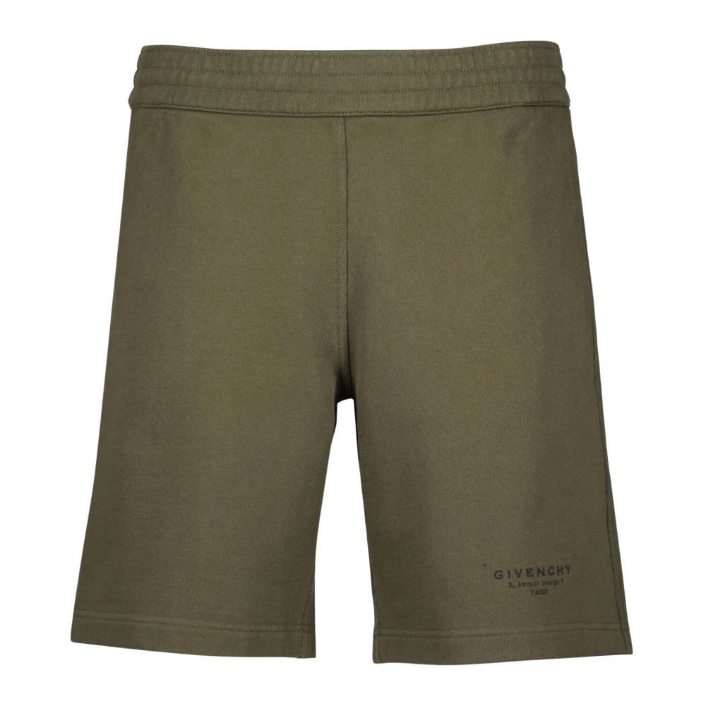 Givenchy Grön Bomull Khaki Shorts Med Tryckt Logotyp