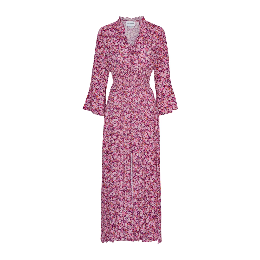American Dreams Bloemen Smock Taille Jurk met Uitsnijding Purple Dames