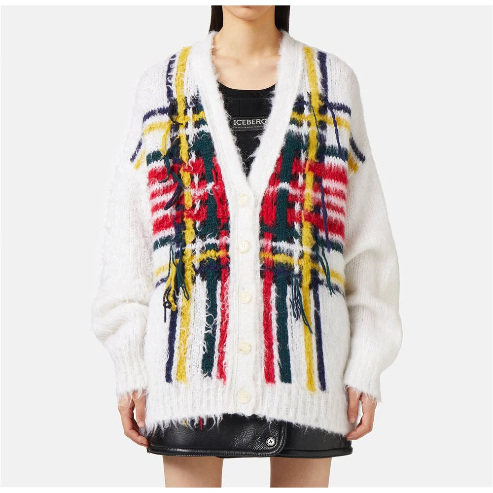 Iceberg Mohair vest met multicolor ruitinzet Multicolor Dames