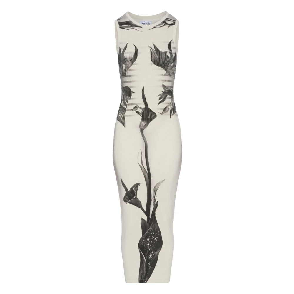 Jean Paul Gaultier Zwart en Wit Transparante Lange Jurk Multicolor Dames