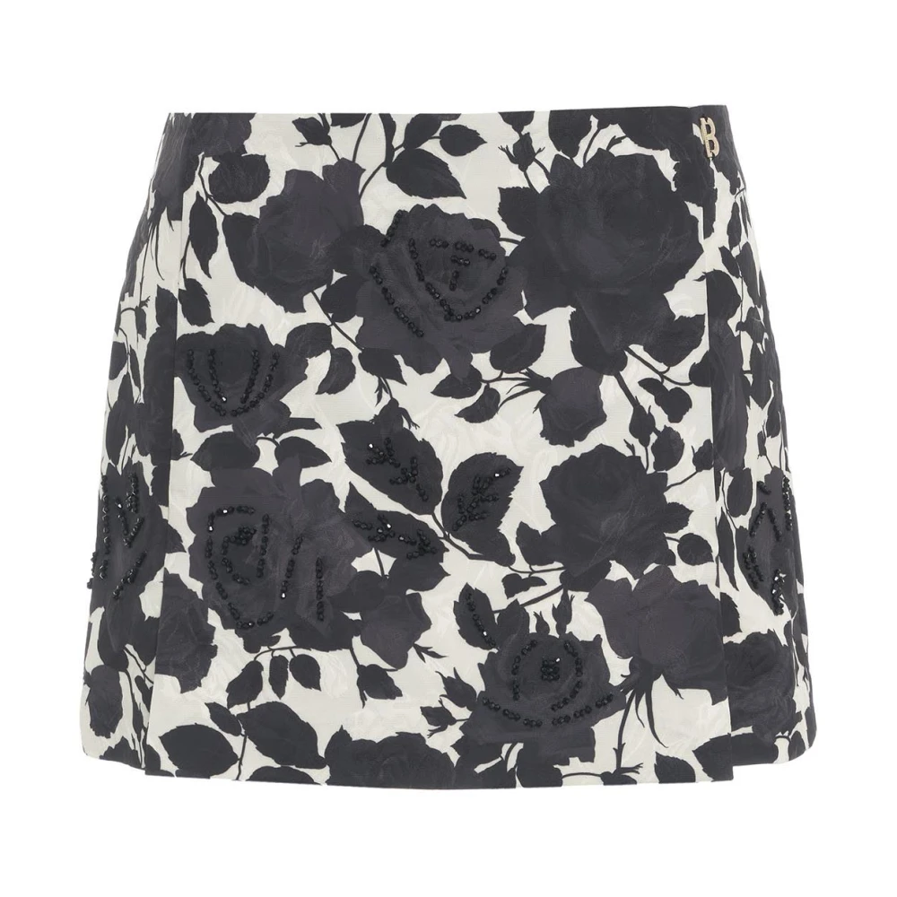 Blugirl Zwarte Jacquard Bloemen Mini Skort Black Dames