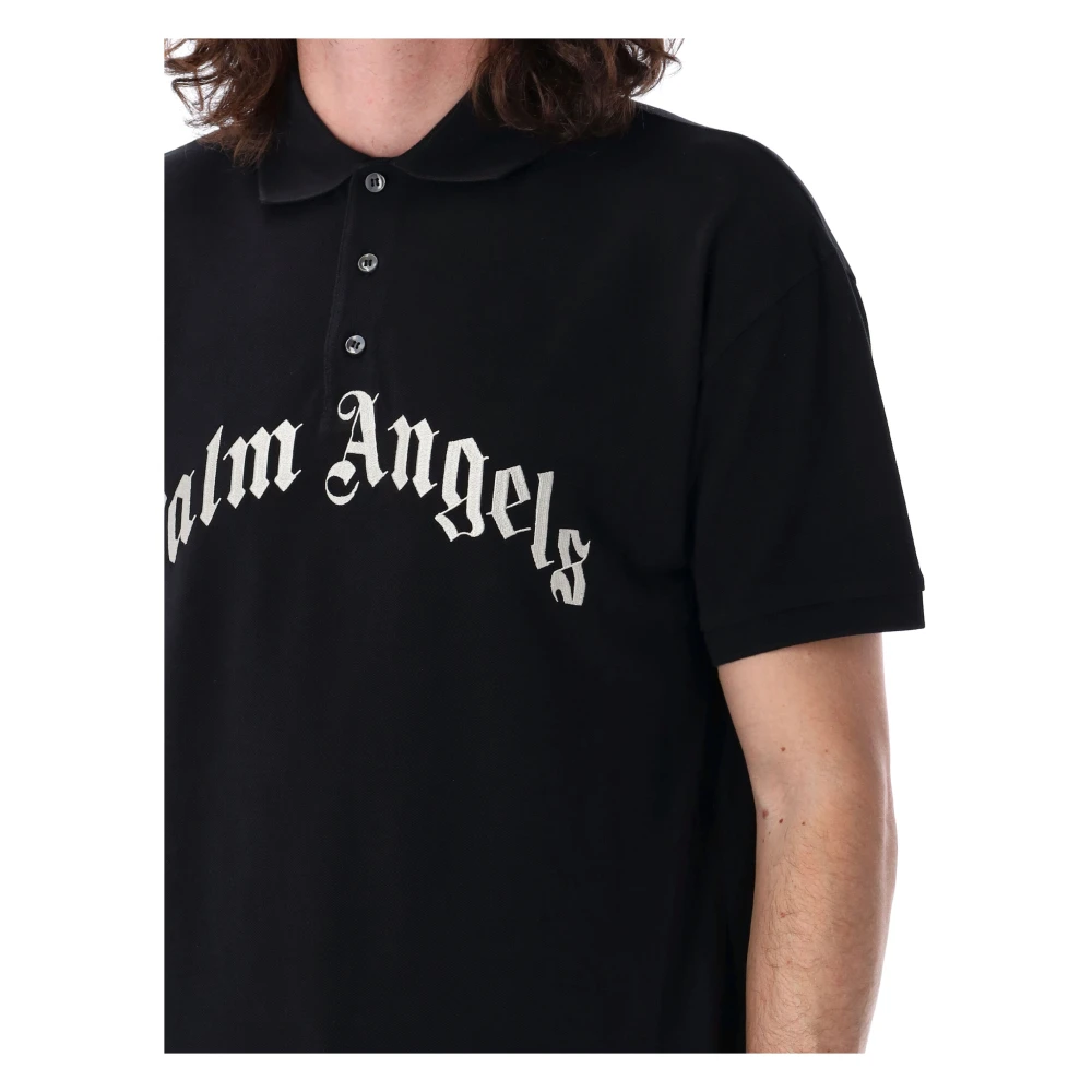 Palm Angels Gebogen Logo Polo Shirt Black Heren