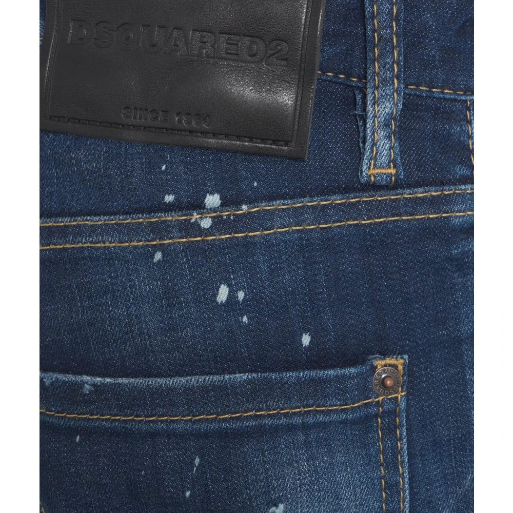 Dsquared2 Blauwe Slim Fit Jeans Met Distressed Look Blue Heren
