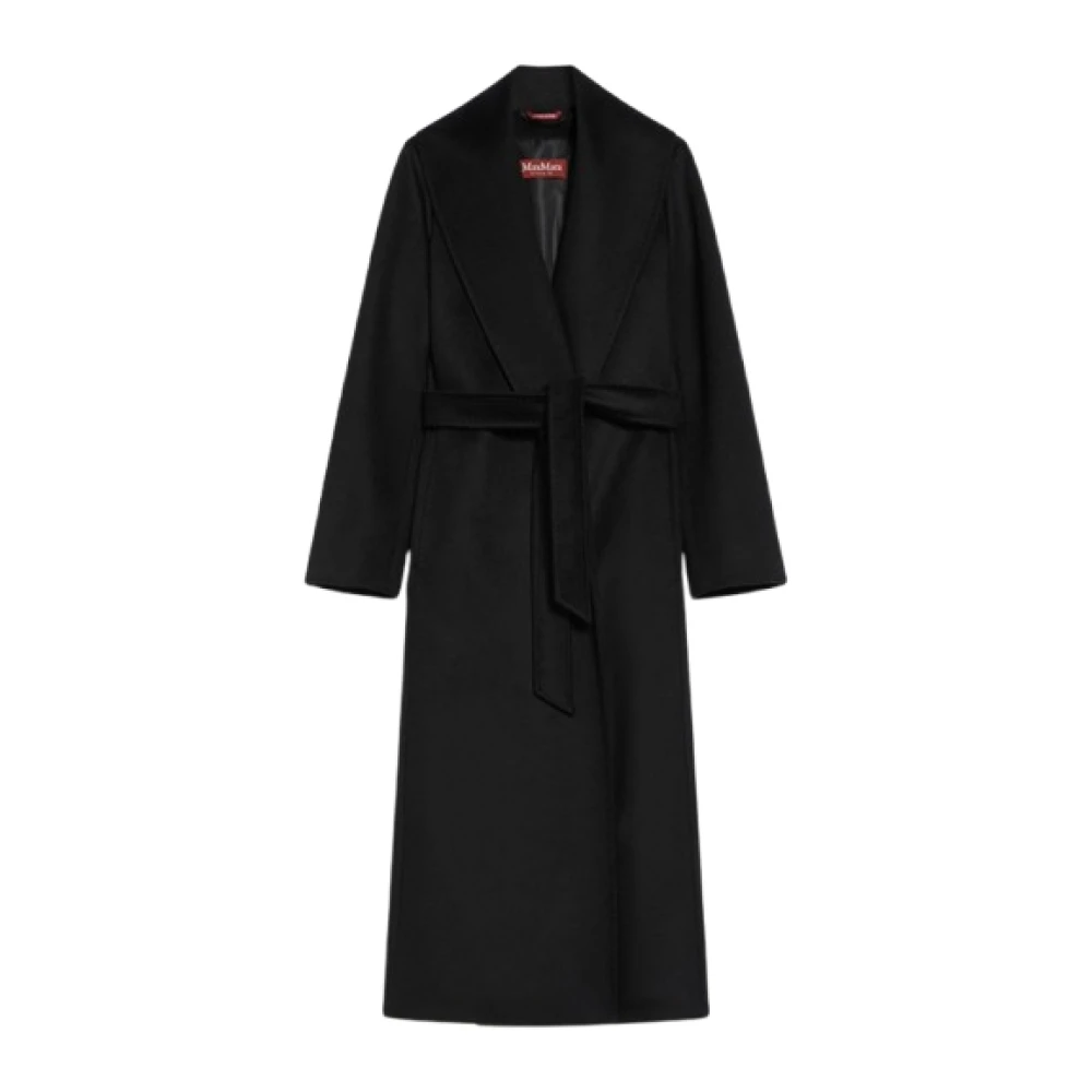 Max Mara Studio Zwarte Wol Drap Ochtendjas Jas Black Dames