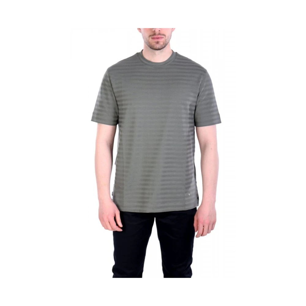 Emporio Armani Men's Gray Asv Jacquard Jersey T-Shirt