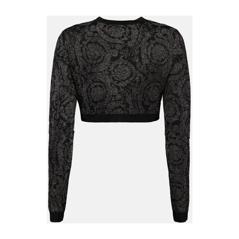 Versace Barocco lurex cardigan met contrastbies Black Dames