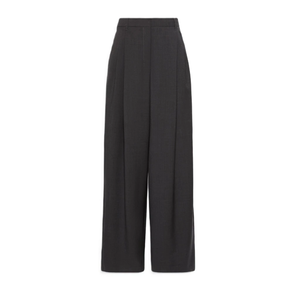 Max Mara Smmtaro Palazzo Trousers - Female - Wide Trousers - Gray - M - Trousers