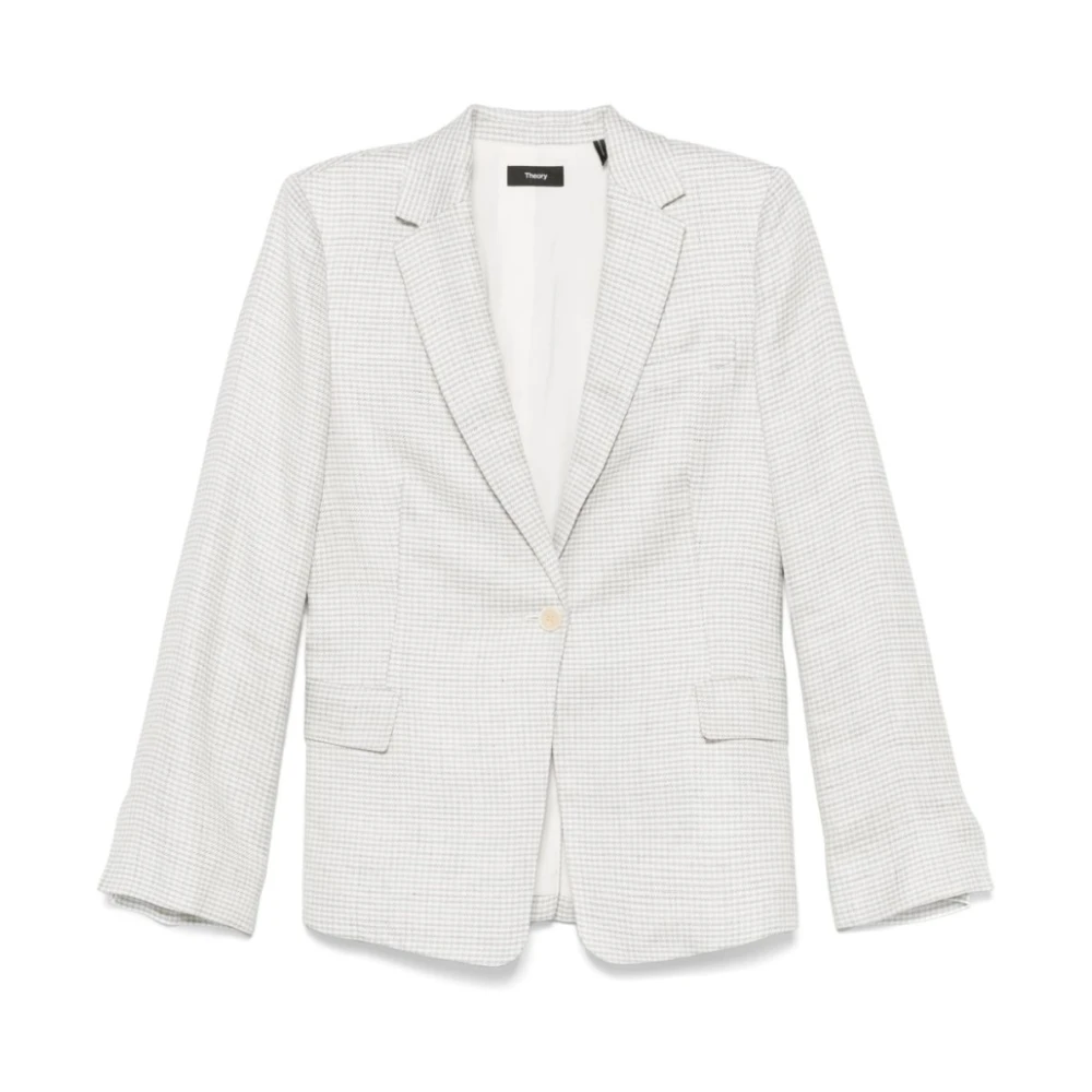 Theory Mujer Gris Blazer Houndstooth Con Bolsillos