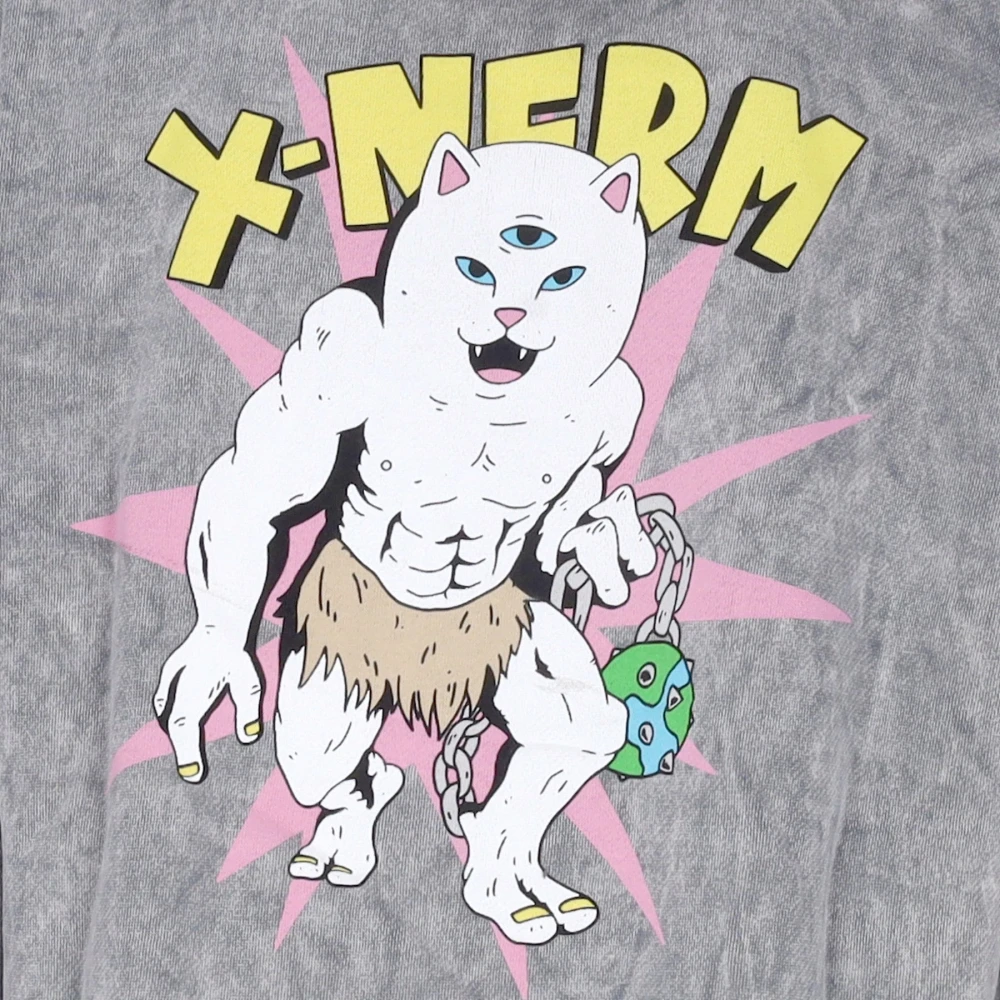 Ripndip Houtskool Mineraal Was Hoodie met X-nerm Print Gray Heren