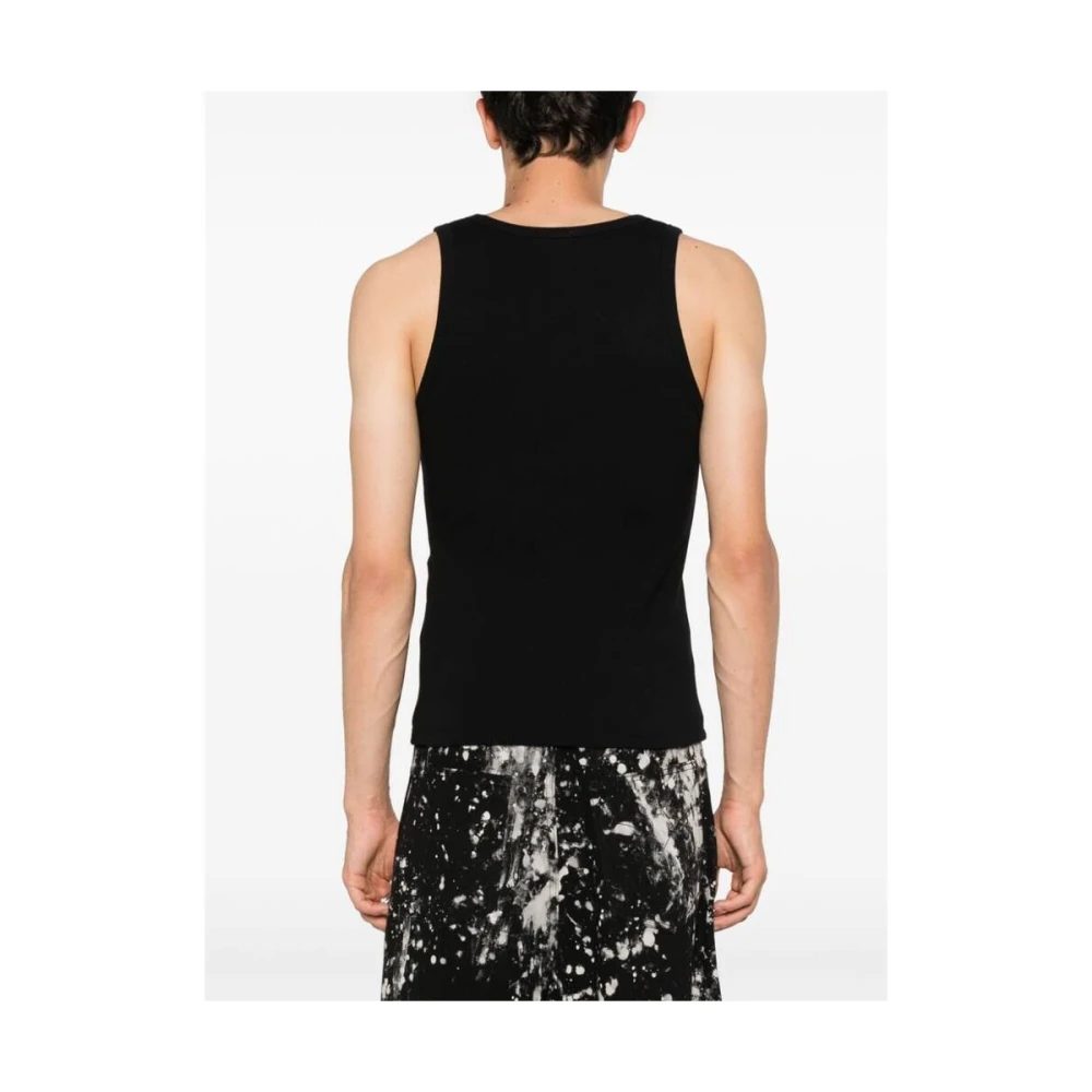 Off White Zwarte Logo Print Mouwloos T-shirt Black Heren