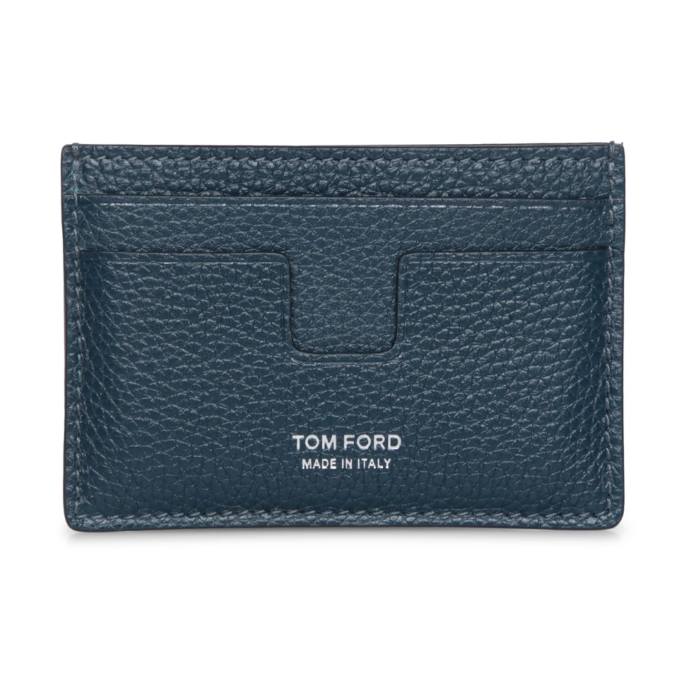 Tom Ford Blauwe Leren Kaarthouder met Logo Blue Heren