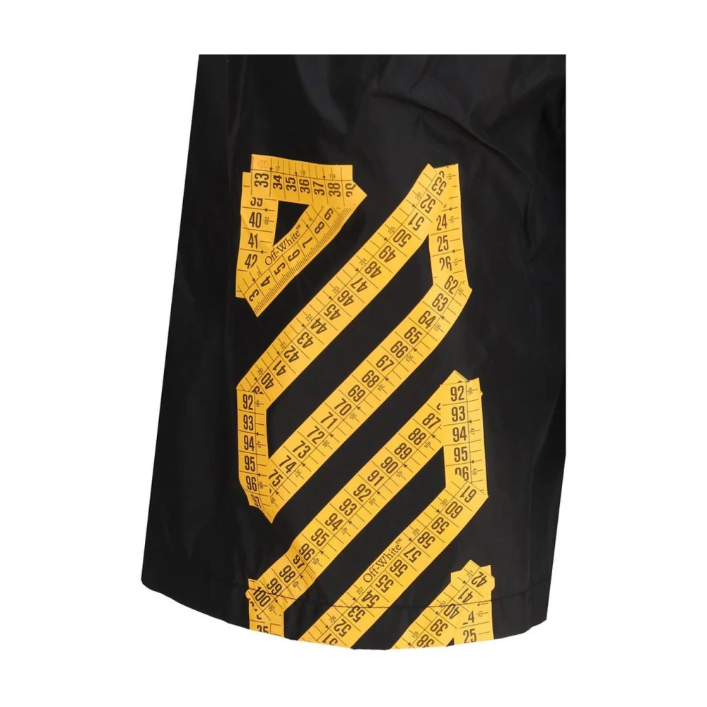 Off White Surfer Zwemshorts met Tape Detail Black Heren
