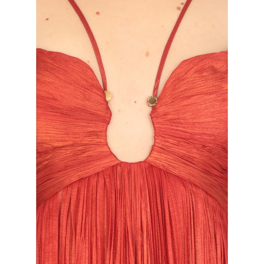 Maria Lucia Hohan Rode zijden jurk met draperie en ruches Red Dames