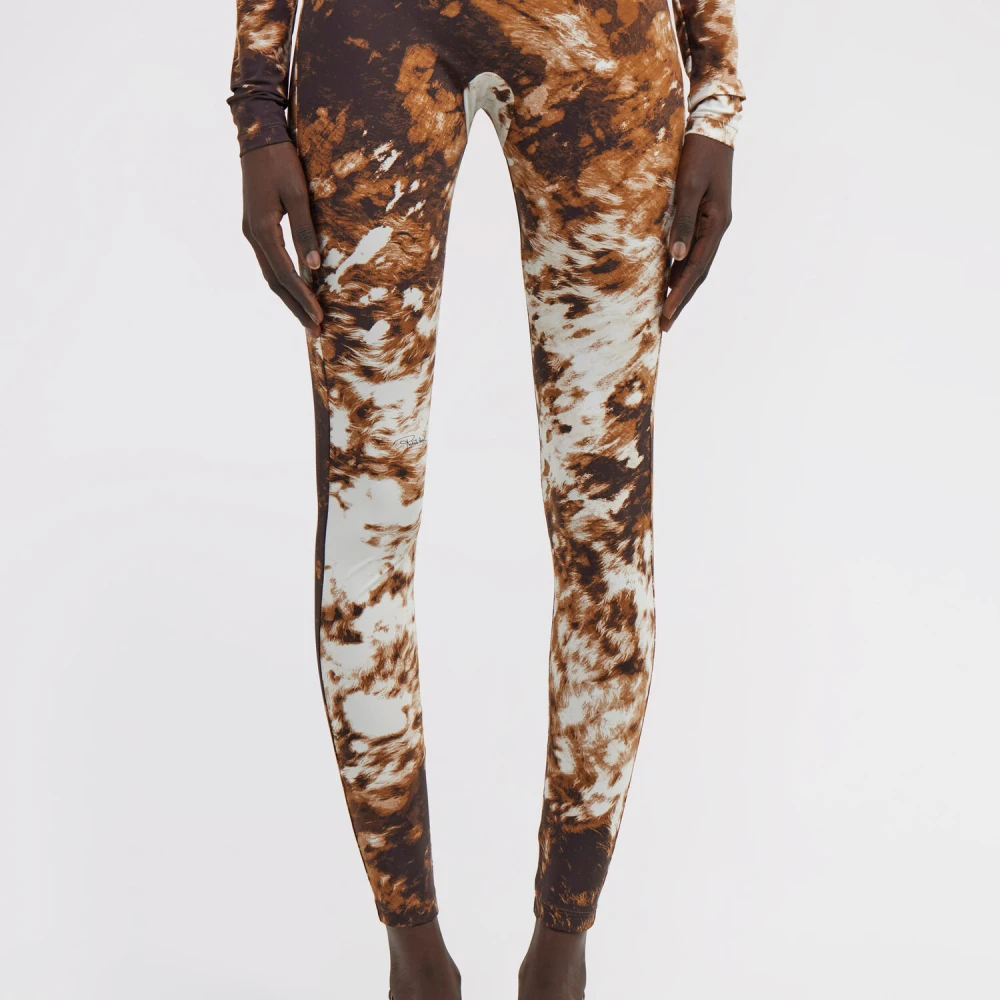 Roberto Cavalli Appaloosa Print Leggings Hoge Taille Aansluitend Brown Dames