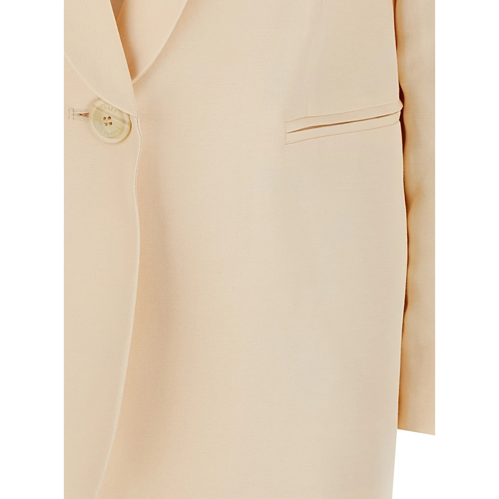 Twinset Beige Linnen Blend Jas Shawl Halslijn Beige Dames