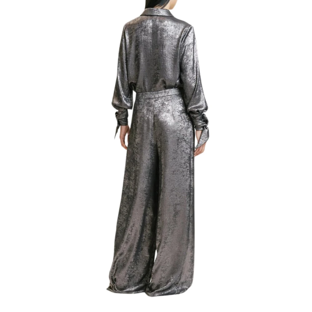 Momoni Broek van Vloeibaar Gelamineerd Materiaal met Rok Effect Gray Dames