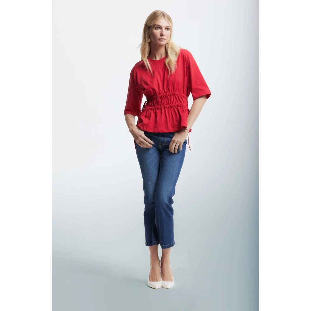 Kocca Flared Cropped Jeans Blue Dames