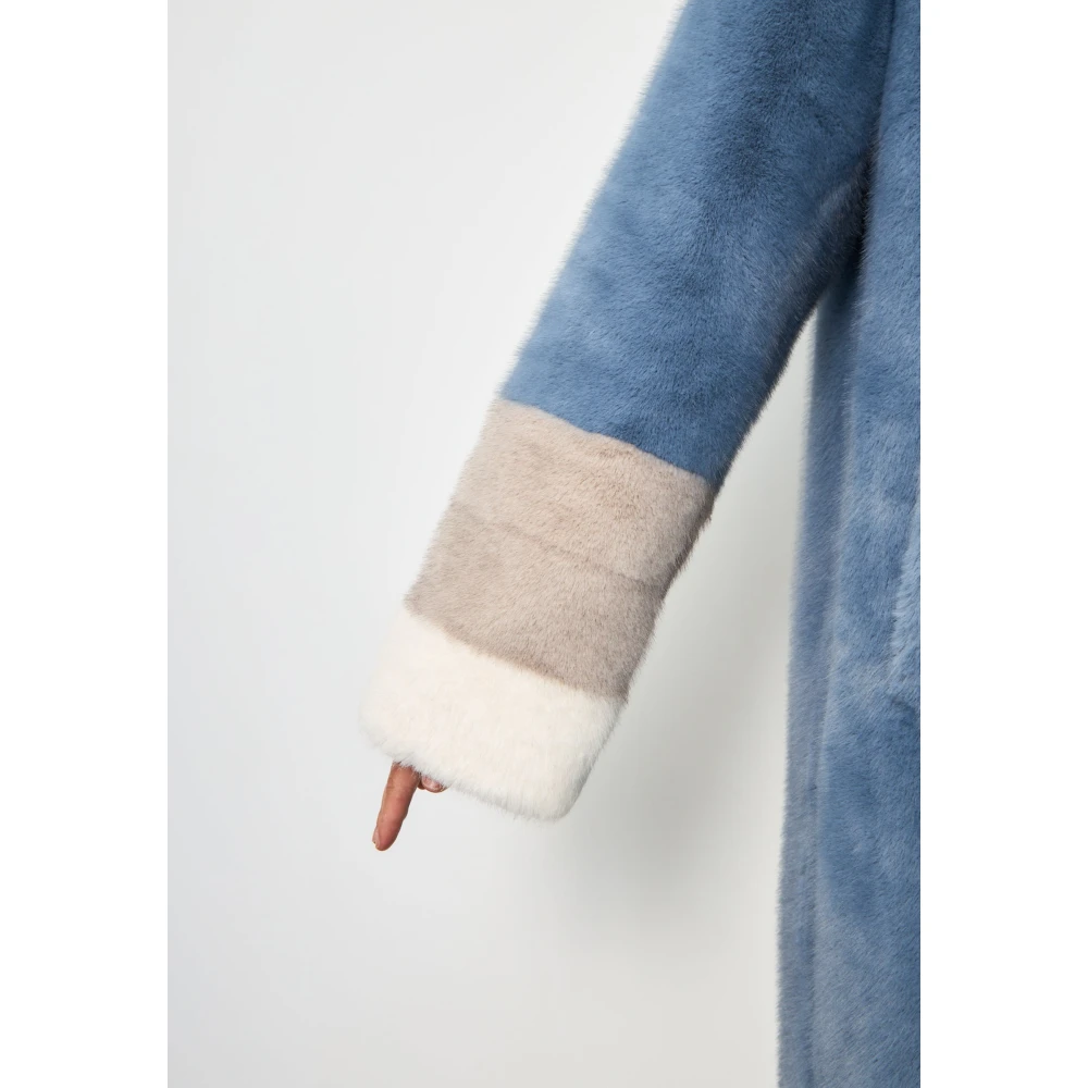 Cesare Gaspari Schitterende Kristal Nep Bontjas Blauw Blue Dames
