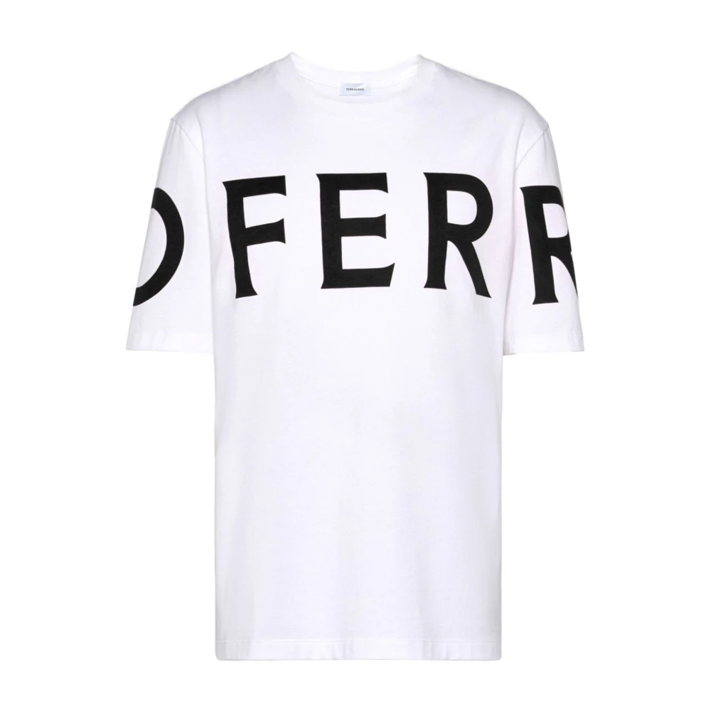 Salvatore Ferragamo Logo Print Witte T-shirts en Polos White Heren