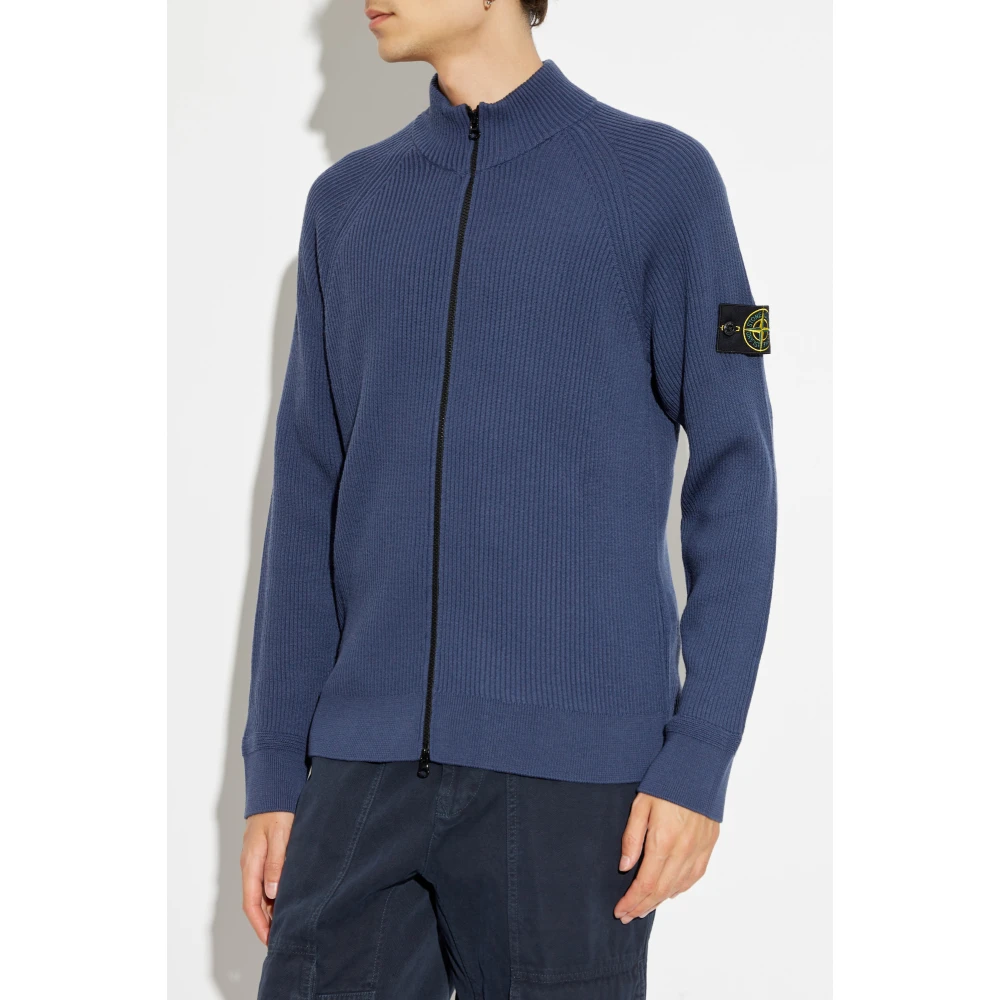 Stone Island Geribbelde Vest Blue Heren