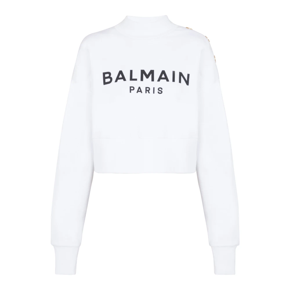 Balmain Geknipte sweatshirt met Pari-print White Dames