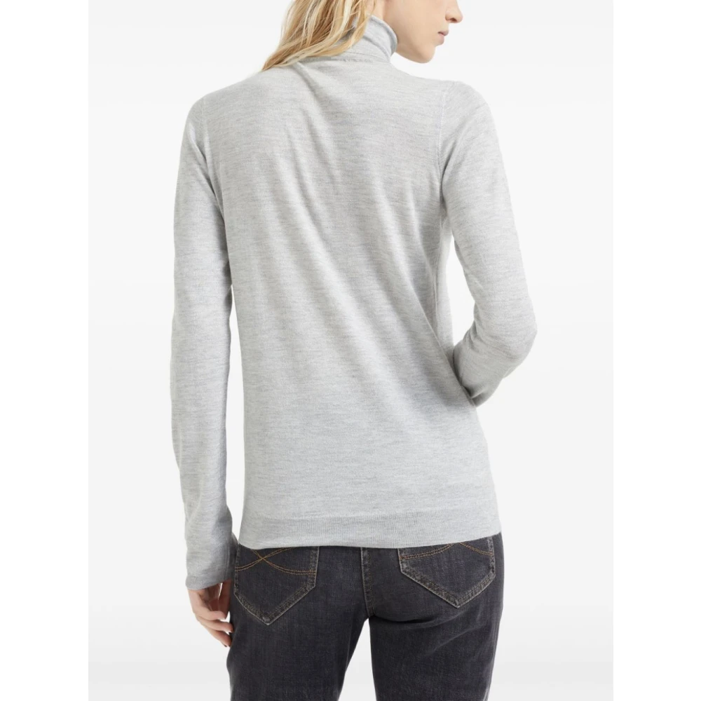 BRUNELLO CUCINELLI Zijde-Kasjmier Rolhals Sweater Gray Dames