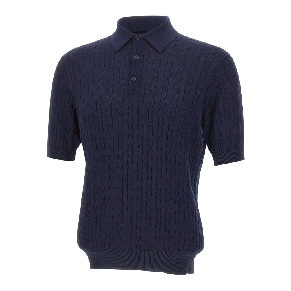 Kangra Blå Cable Knit Polo Shirt