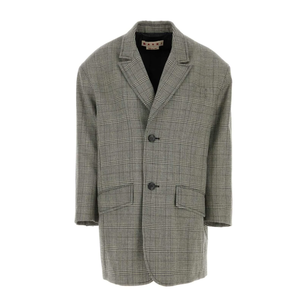 Marni Multicolor Single-Breasted Coats, Female, Xs, Embroidered Wool Oversize Blazer