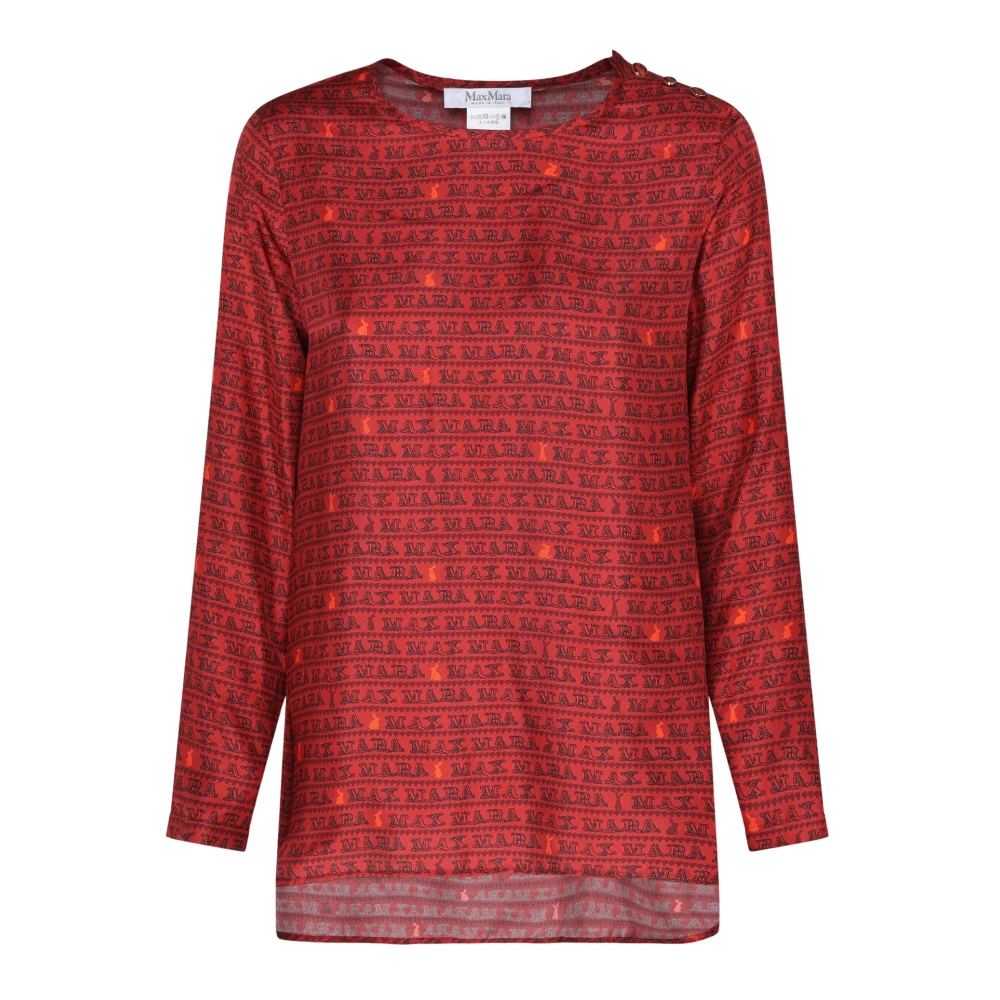 Max Mara Rode Logo Blouse Red Dames