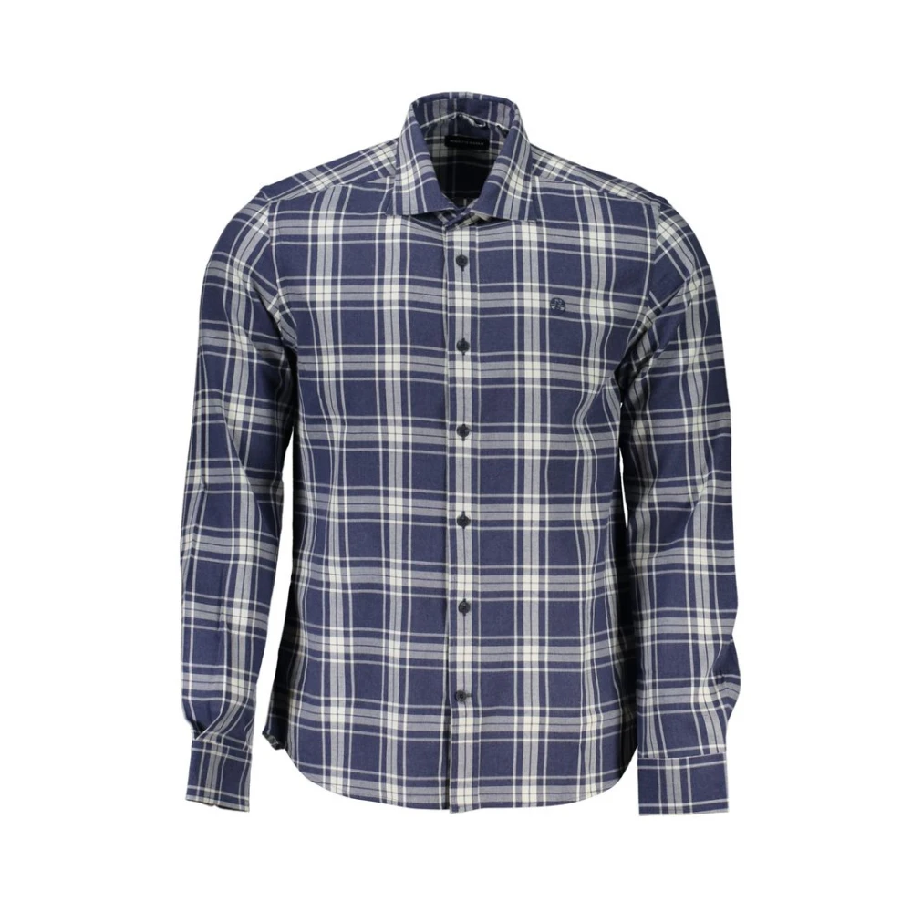 North Sails Blauw Geruit Overhemd met Lange Mouwen Blue Heren