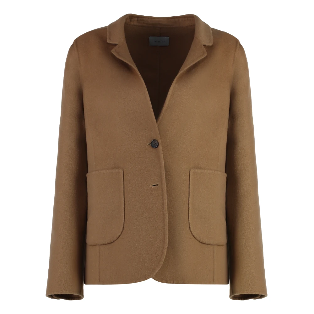Malo Kasjmier Blazer Revers Kraag Split Brown Dames