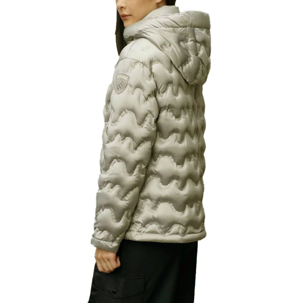 Blauer Stijlvolle Polyester Puffer Parka Beige Dames
