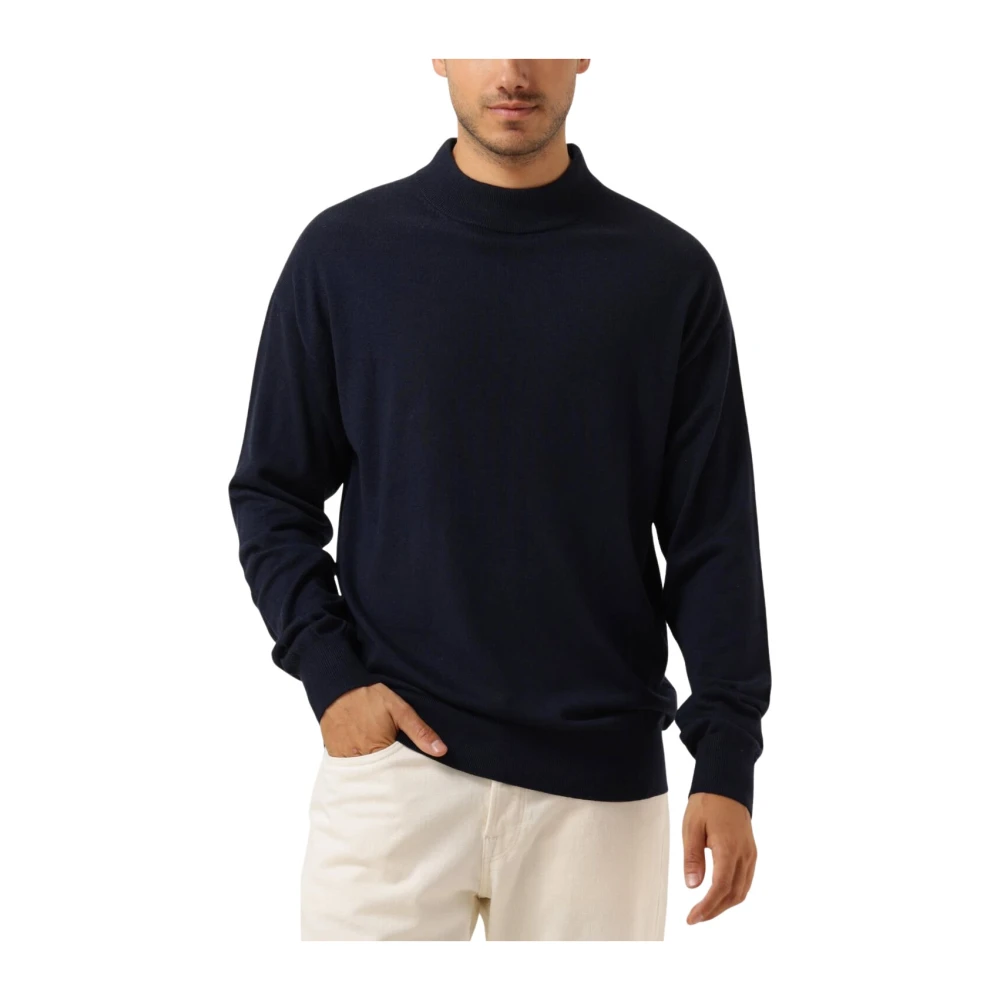 SCOTCH & SODA Heren Truien & Vesten Dropped Shoulder Mock Neck Pullover Donkerblauw