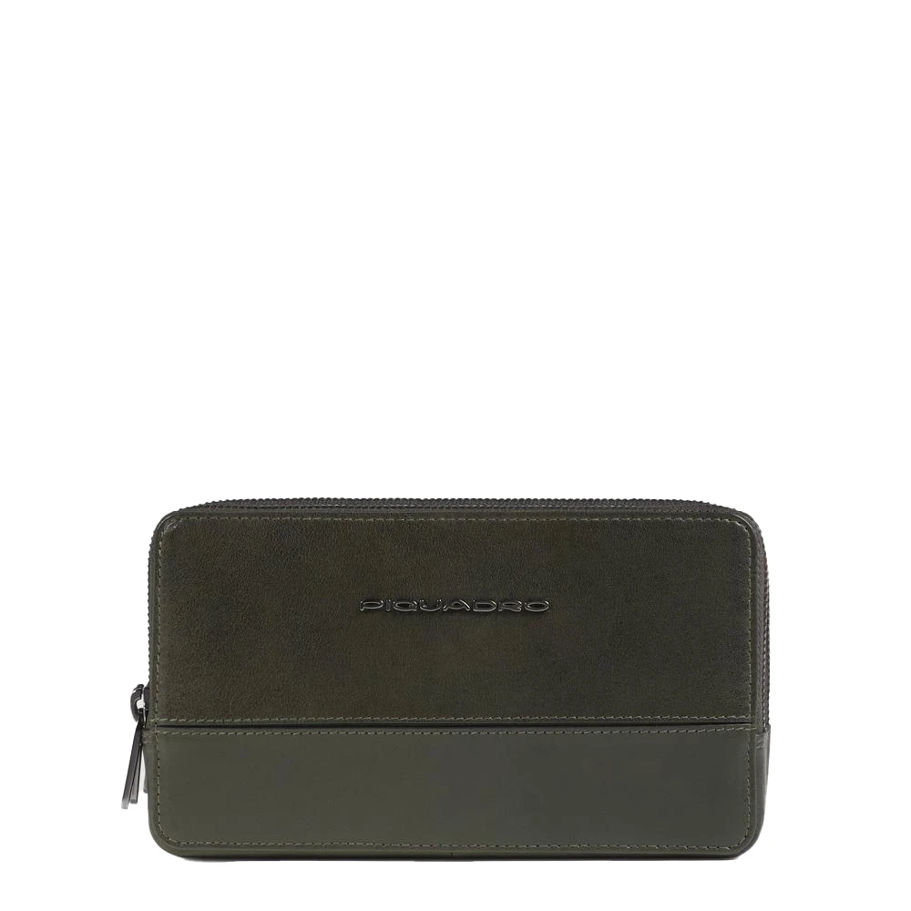 Piquadro Mannelijk Groente Tassen, Heren, Groen, One Size, Leather Men's Clutch With Three Dividers, Removable Wrist Strap And Rfid Protection