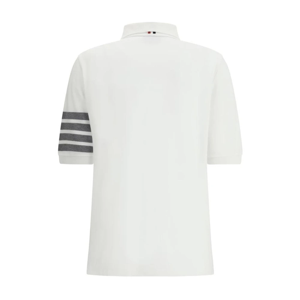 Thom Browne Monogram Patch Katoenen Poloshirt White Dames