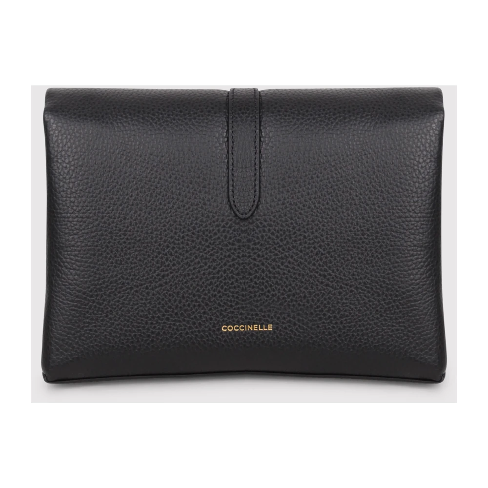 Coccinelle Gekartelde textuur schoudertas met gesp Black Dames