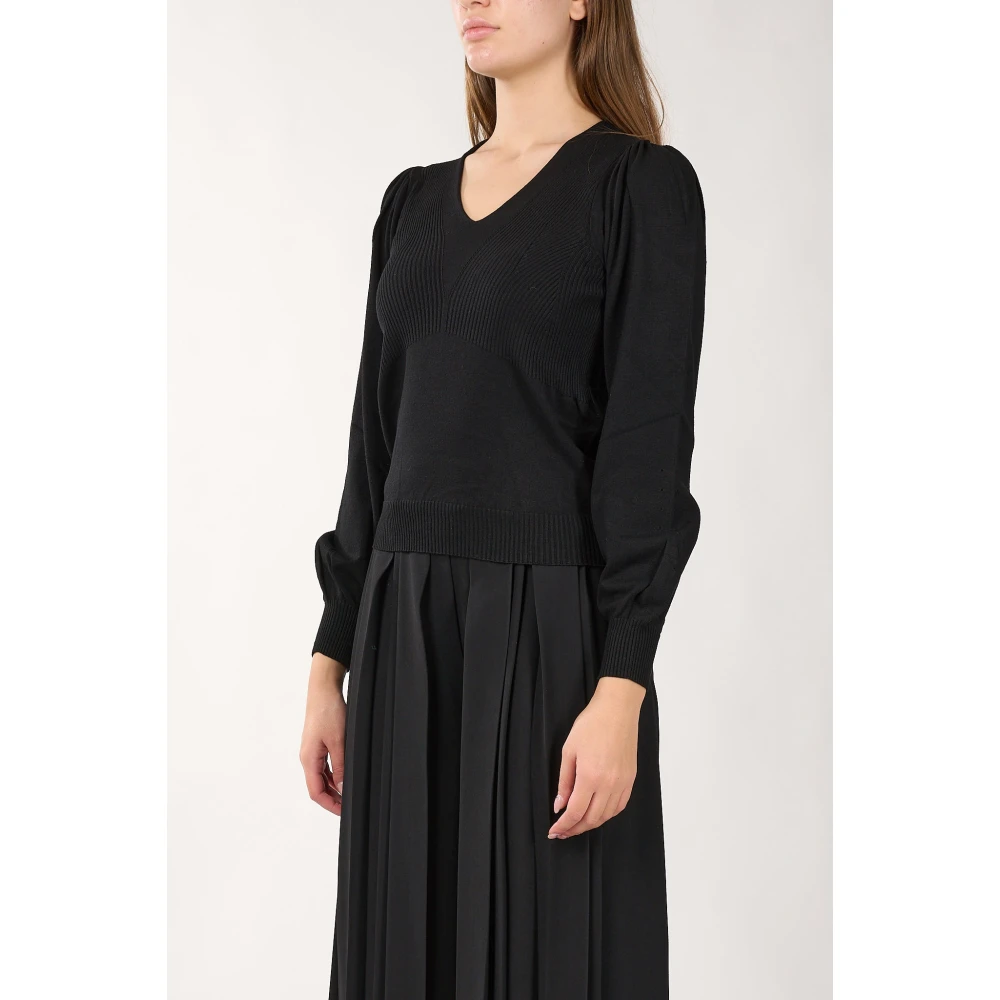 Twinset Stretch Viscose Top Black Dames