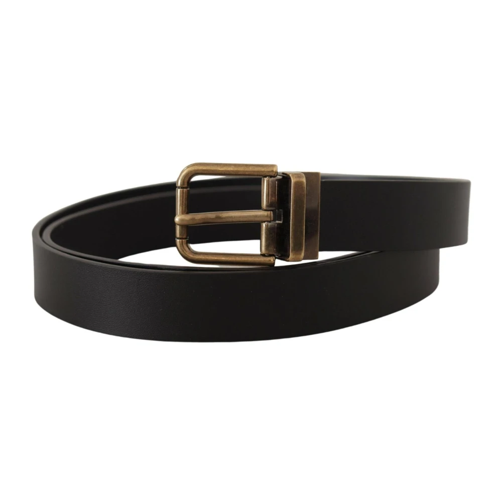 Dolce & Gabbana Vintage Metalen Gesp Leren Riem Black Heren