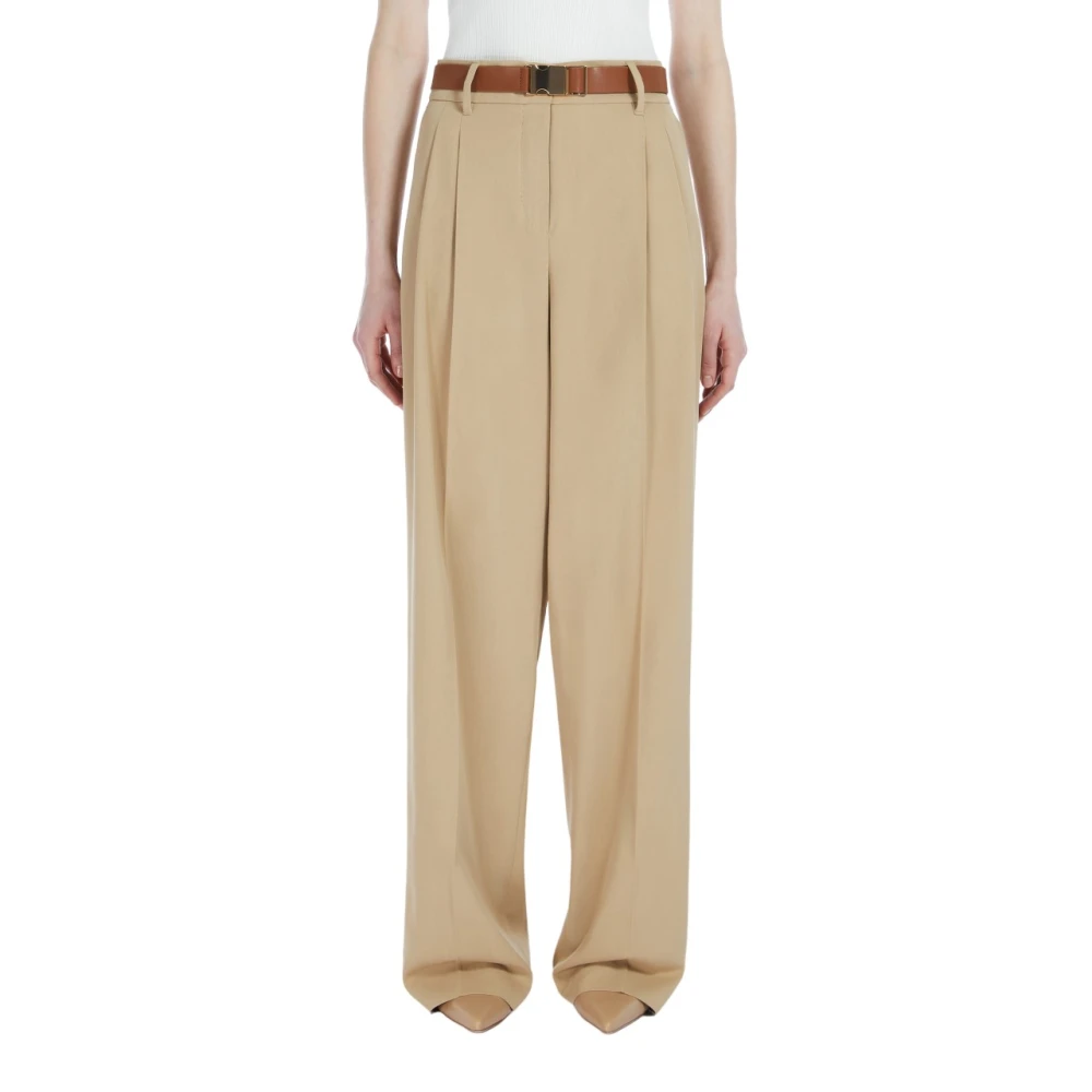 Max Mara Studio Canvasbroek met Franse zakken Beige Dames