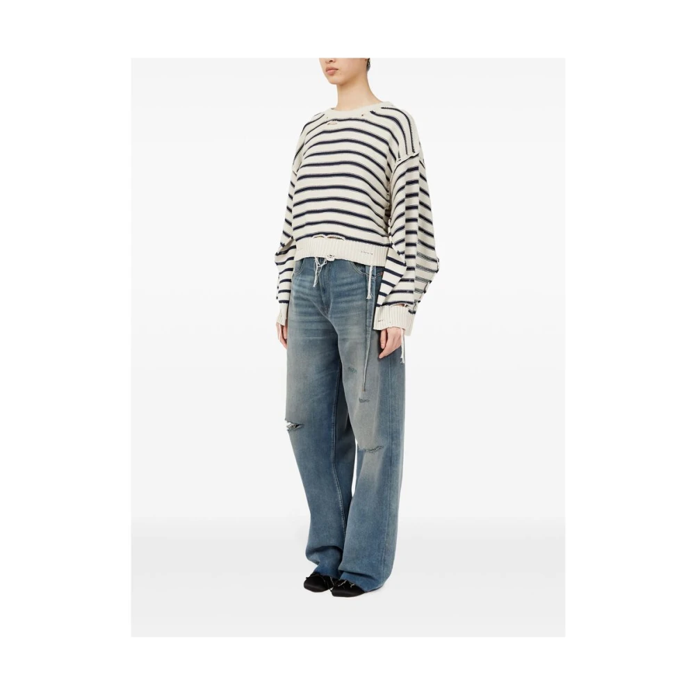 MM6 Maison Margiela Gedistresseerde Katoenen Gebreide Trui White Dames