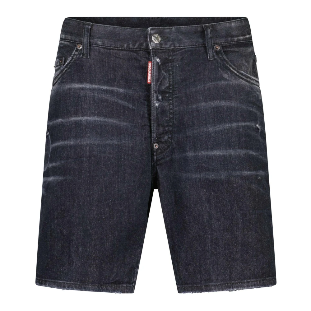 Dsquared2 Slim Fit Stretch Denim Shorts Black Heren