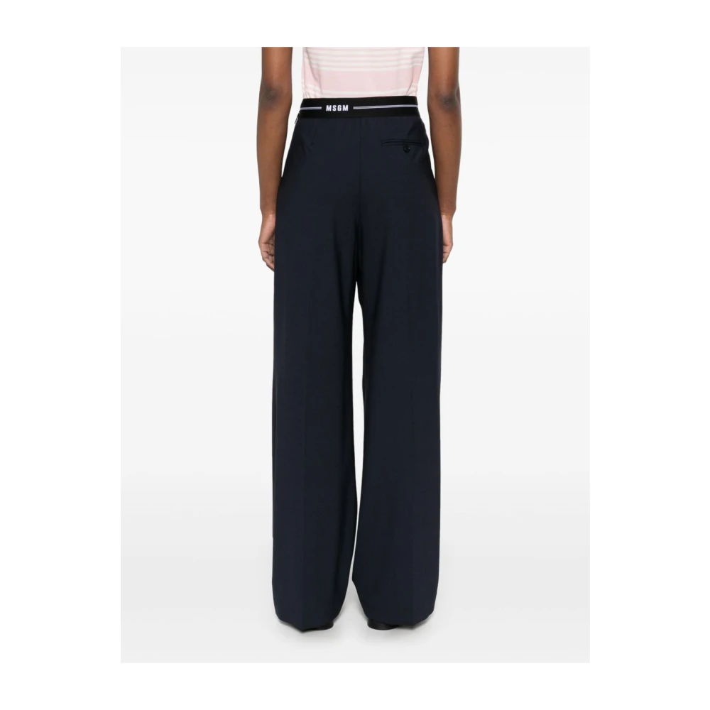 Msgm Blauwe Wollen Broek Blue Dames